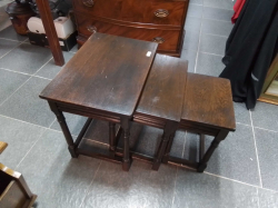 A Nest of 3 Oak Table (114). Large W.35 L.50 H.48 Cm. 