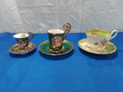 3 Lovely Cabinet Cups & Saucers ( Paragon, Dresden,Lumoges)