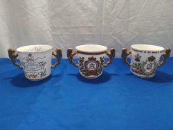 3 Gilt Double Handed Commemorative  Mugs by Paragon.