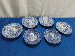 6 Spode Italian Pattern Bowls. (1 small bowl a bit crack Rim)