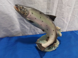 An Unusual Figure by Aynsly of A Leafing Salmon. W.20 H.17 Cm.