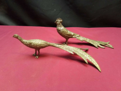A Nice Pair of Plated Peacocks.L.18,20 Cm.