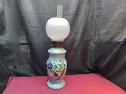 A Nice Old Hand Painted Opaque Glass Marlbro Lamp. Very Collectible. W.9 H.66 Cm.