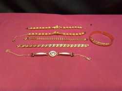 6 Ladies Bracelets, all Gold Plated. 