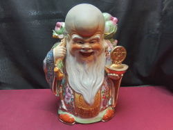 Large Chinese God of Longevity, Shou Xing Figure. W.28 H.39 Cm.