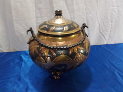 An Unusual Brass and Metal Arabian Lidded Bow. W.18 H.22 Cm.