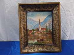 A Nice Small oil on Boara oil Painting of A Swedish Scene. W.25 H.30.5 Cm.