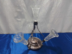 A 4 Light Cut Glass Silver Plate English EPERGNE. W.32 H.33 Cm.