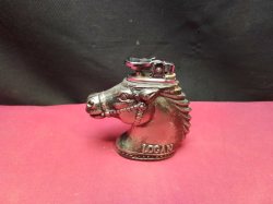 A Silver Plated Horse Head Containing A Lighter. W.9 H.9 Cm.
