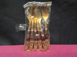 A Set of 6 Brass Theppanom Forks. L.13 Cm.
