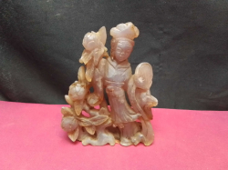 A Lovely Purple Jade Carved Figure Chinese Guan Yin. W.12 H.15 Cm.