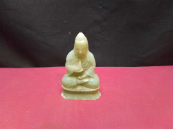 A Small Green Jade Chinese Guan Yin Buddha. W.7 H.20 Cm.