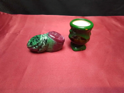 A Raw Fluorite Baht Crystal Rainbow one Side Polished and A Small Pot.