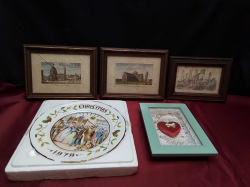 An New Aynsley Christmas Plate A bit A/F and  4 Miniture Pictures.