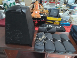 A Set of JBL Speakers and Subwoofer Tower.