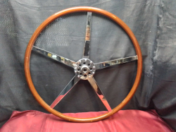 A Rare Wooden Laminated Yacht Wheel with Stainless Steel Spokes and Centre. W.63 Cm.
