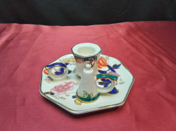 An Unusual Masons Mandalay  Chamber Candlestick and Snuffen. W.14 Cm.