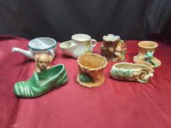 A Babies Feeder and a Shaving mug and 5 Sylvac and Hornsea Figures.  