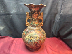 A Large Japanese Meiji Period Twin Handles Vase. W.23 H.45 Cm.