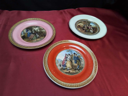 3 Prattware Plates with Same Decoration as Potlids. W.18 Cm.