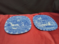 A Swedish Square Blue X'Mas Plates. W.20 Cm.