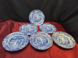 A Nice Set of 6 Spode Italian Dinner Plates. W.23 Cm.