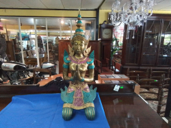 A Thai Theppanom Cold Painted Bronze with Colorful. W.26 D.25 H.74 Cm. 