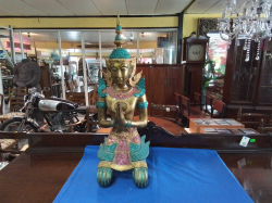 A Thai Theppanom Cold Painted Bronze with Colorful. W.26 D.25 H.74 Cm.