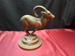 A Very Heavy Brass Goat on A Stand. H.23 W.15 L.19 Cm.