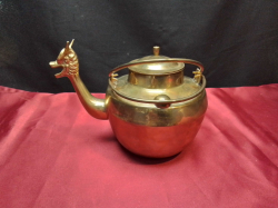 A brass dragon head teapot. W.19 H.14 Cm.  