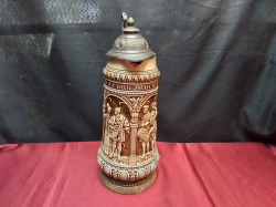 A Lovely Old German Stein with Pewter Lid A/F. W.19 H.38 Cm.