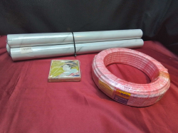 3 Mixed items ( New Electric Cable V.A.F. 2x2.5 Sq.mm. / Original Japanese Glass Mats / 3x sticker for kitchen top and /or walls)