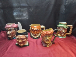 5 Large Character Toby Jugs of the Pirates of the Black Pearl, One Musical working. 