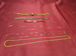 3 Ladies Bracelets Plus 3 Vietnam Necklaces, all Gold Plated. 