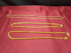 3 Gold Plated Heavy Gold Plated  Rope and Chain Necklaces. 