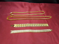 2 Dragon Headed Rope Necklaces Plus 2 Heavy Bracelets all Gold Plated. 