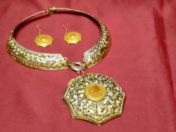 A Jose Maria Barrera Style, Gold Plated Necklace and Matching Earrings