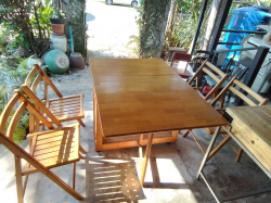 1970s Norwegian Drop Leaf Dining Table W.92 L130 H.76 Cm.with 4 Integrated Chairs Stack away inside, Space-Saving. Ideal for small apartment. 