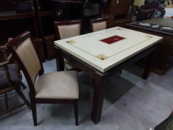 A Dining Marble Table W.82 L.137 H.78 Cm. With 3 Chairs.