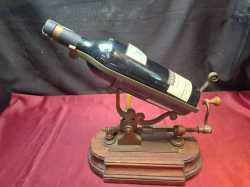Antique Victorian French Brass Mechanical Wine Pourer of Hardys 2004 Shivaz caberhet Sauvingnon 