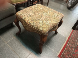 A 19th Century English C,1860 large Serpentine walnut stool with beautiful cabrio legs.  W.22 L.22 H.18 cm.