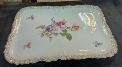 19th Century Dresden porcelain hand painted tray with gold gilt border. 22x30 Cm. 