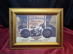 Picture Harley Davidson framed. Dimension 38x30 cm