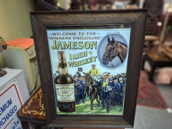 Jameson Irish Whiskey framed advertising print frame. Dimensions: 71x57 cm