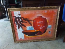 A Gilt Frame with a Chinese Painting 69x87 Cm.