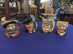 4 Royal Doulton Small Character Jugs Falstaff Captain Ahab, Don Quixote and Lawyer.