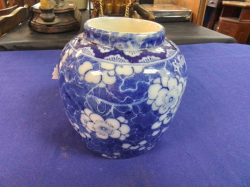 A Small Chinese Vase in Blue & White. W.13 H.13 Cm.