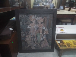 An Oil Painting on Canvas of Indonesian Religions. 80x95 Cm.  