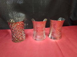 3 Silver Ladies Cuff Bohemian Bangles Hammered Rigid Finish. 