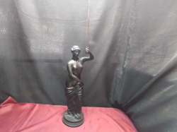 Vintage iron, standing lady with a sword. W.14 H.74 Cm. 